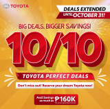 Toyota – EXTENDED 10.10 Deals: Up to ₱160K in Savings