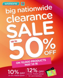 Watsons – Big Nationwide Clearance Sale: Get Up to 50% Off
