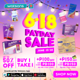 Watsons – Payday Sale: Get Up to 50% Off and Buy 1 Take 1 Deals