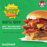 Wendy’s – Get Up to P150 Discount via GrabFood