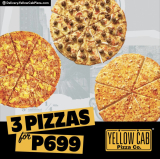 Yellow Cab Pizza – Get 3 Pizzas for ₱699